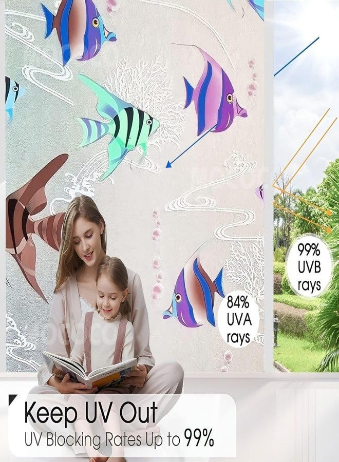 MOCOCO ملصق زجاجي ملون فاخر من الفينيل من MOCOCO (24 × 48 بوصة) - فيلم زخرفي ذاتي اللصق، ورق جدران معتم لتغطية الزجاج والنوافذ والأبواب والمكاتب والمنازل. | مضاد للأشعة فوق البنفسجية. سمكة حوض السمك - Image 3